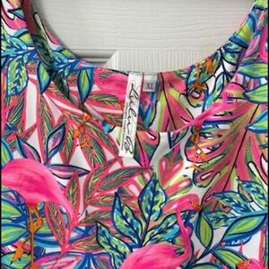 Lulu-B Vibrant Flamingo Leaf Dress